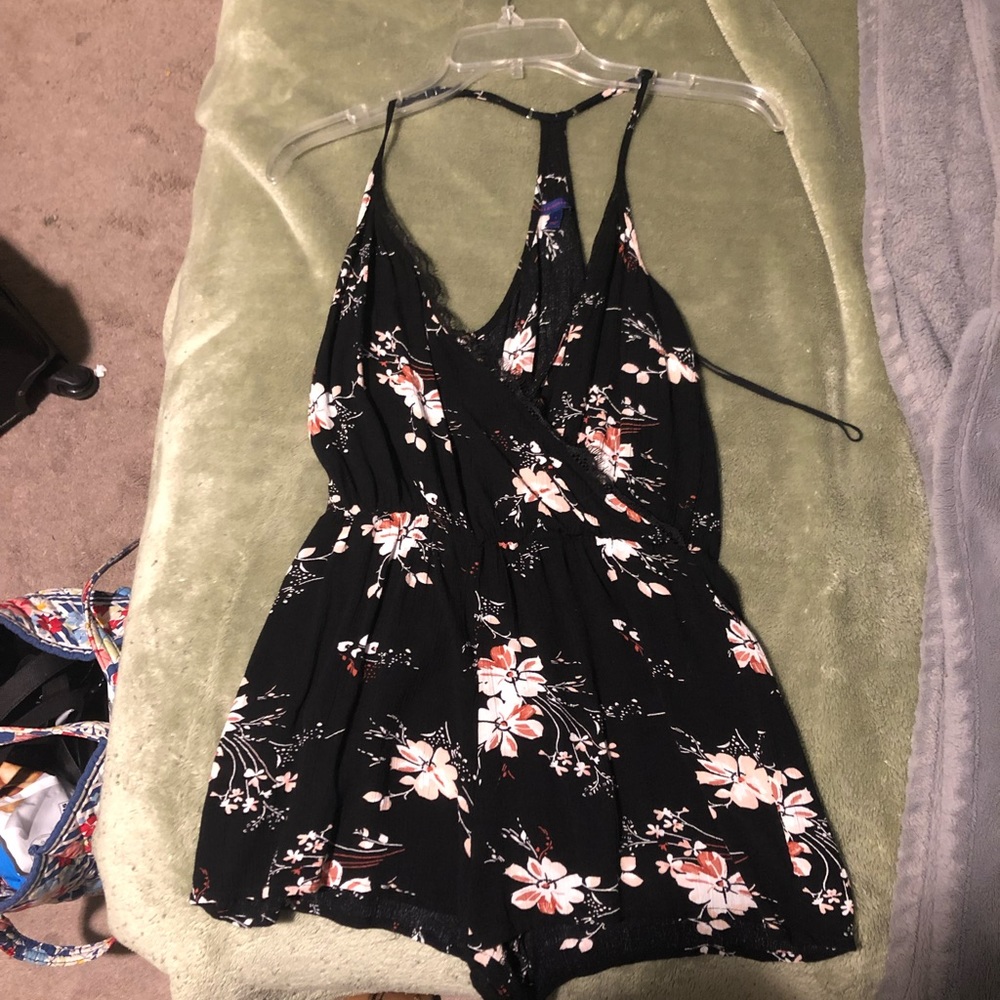 Black floral romper